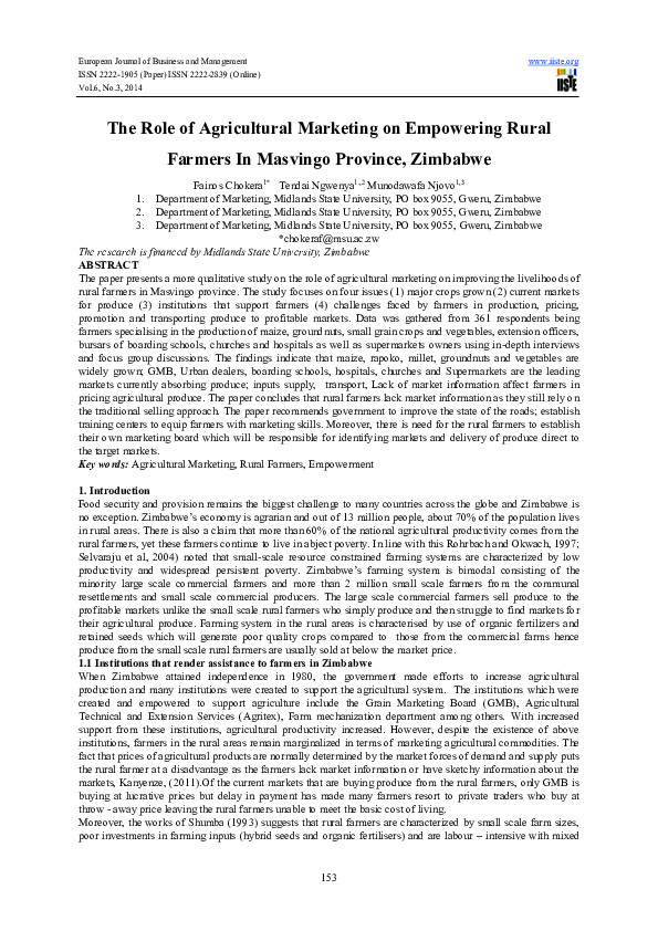(PDF) The Role of Agricultural Marketing on Empowering Rural Farmers In ...
