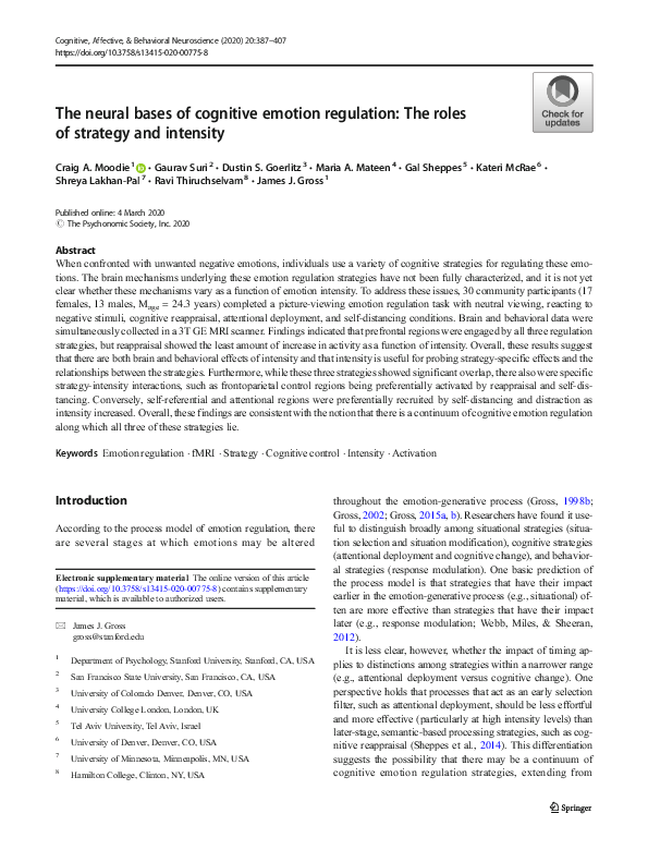 (PDF) The neural bases of cognitive emotion regulation: The roles of ...