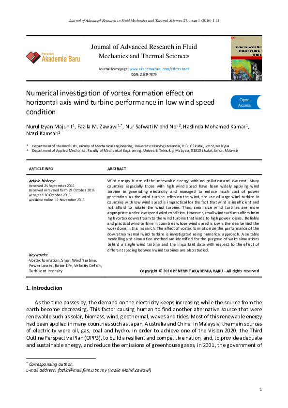 (PDF) Numerical investigation of vortex formation effect on horizontal ...