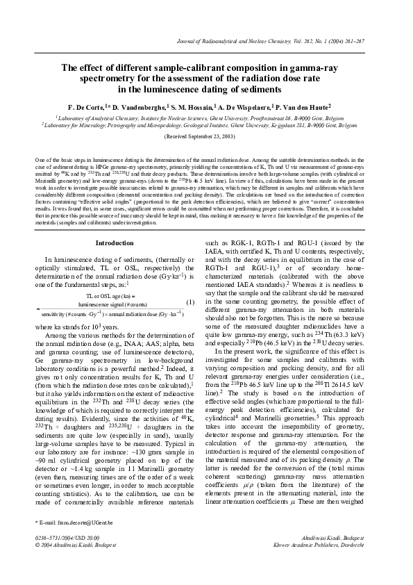 (PDF) The effect of different sample-calibrant composition in gamma-ray ...