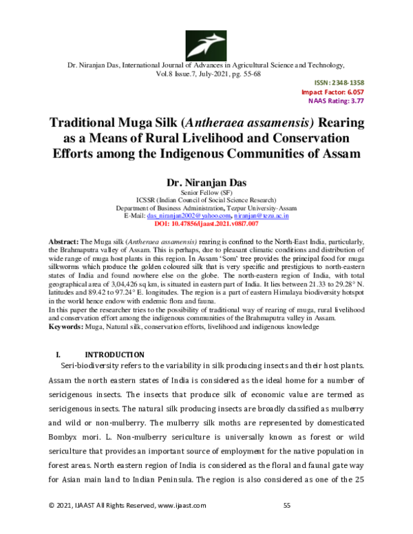 (PDF) Traditional Muga Silk (Antheraea assamensis) Rearing as a Means ...