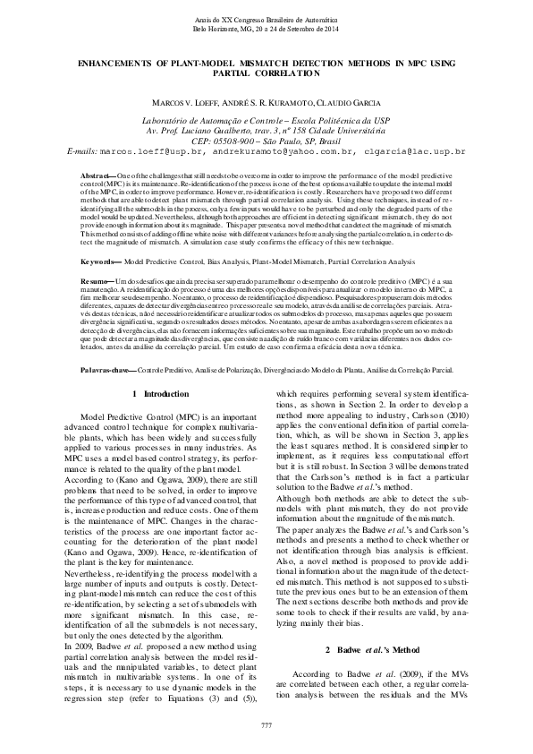 (PDF) Enhancements of Plant-Model Mismatch Detection Methods in MPC ...