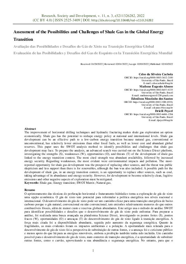 (PDF) Assessment of the Possibilities and Challenges of Shale Gas in ...