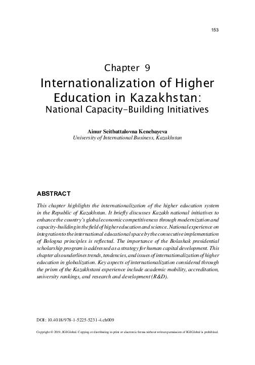 (PDF) Internationalization of Higher Education in Kazakhstan