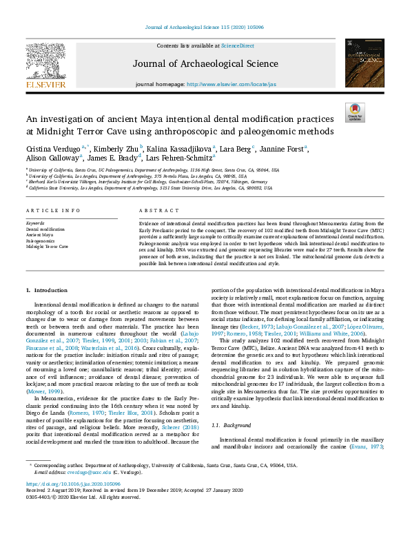 (PDF) An Investigation of Ancient Maya Intentional Dental Modification ...