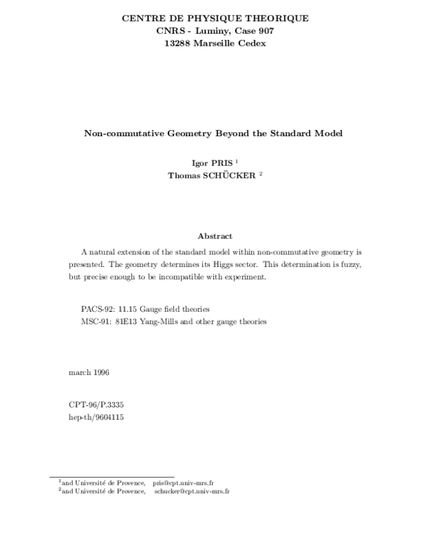 (PDF) Noncommutative geometry beyond the standard model