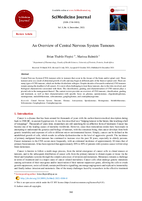 (PDF) An Overview of Central Nervous System Tumours