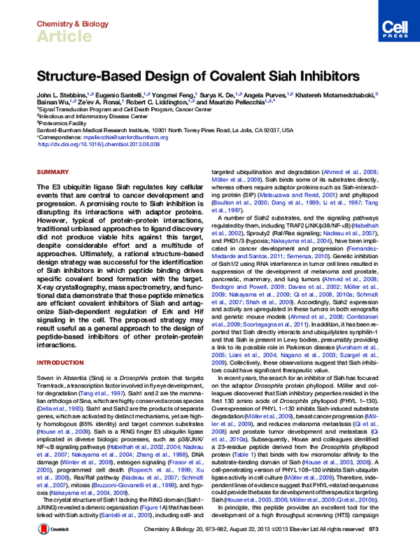 (PDF) Structure-Based Design of Covalent Siah Inhibitors