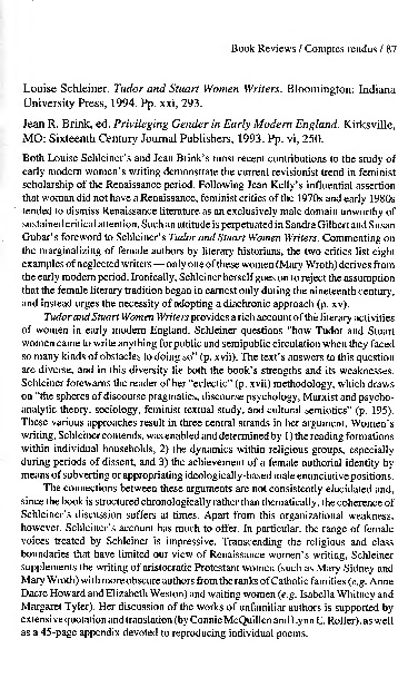 (PDF) Tudor and Stuart Women Writers;Privileging Gender in Early Modern ...