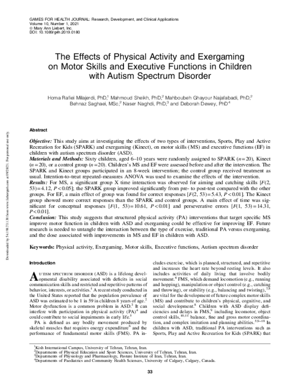 (PDF) The Effects of Physical Activity and Exergaming on Motor Skills ...