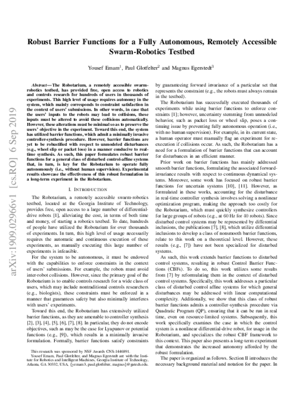 (PDF) Robust Barrier Functions for a Fully Autonomous, Remotely ...