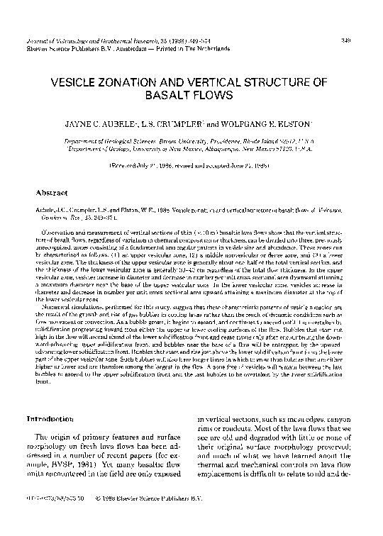(PDF) Vesicle zonation and vertical structure of basalt flows