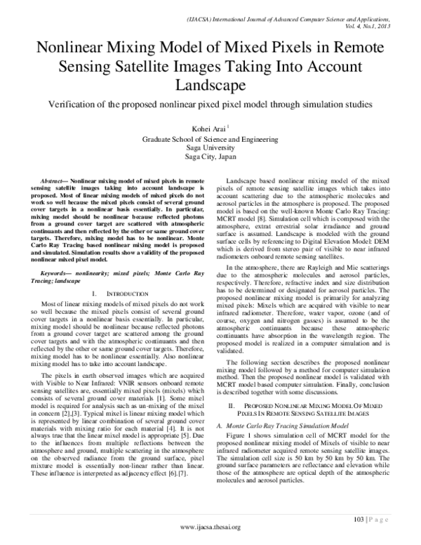 (PDF) Nonlinear Mixing Model of Mixed Pixels in Remote Sensing ...