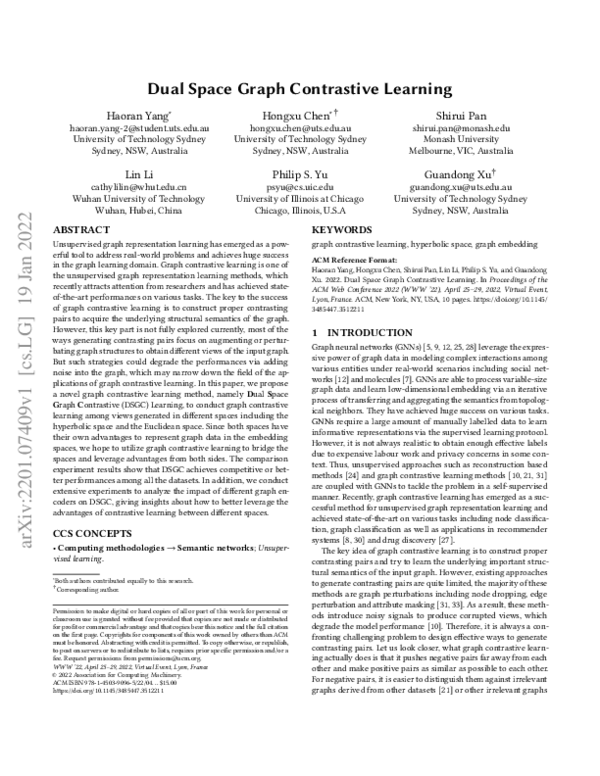 (PDF) Dual Space Graph Contrastive Learning