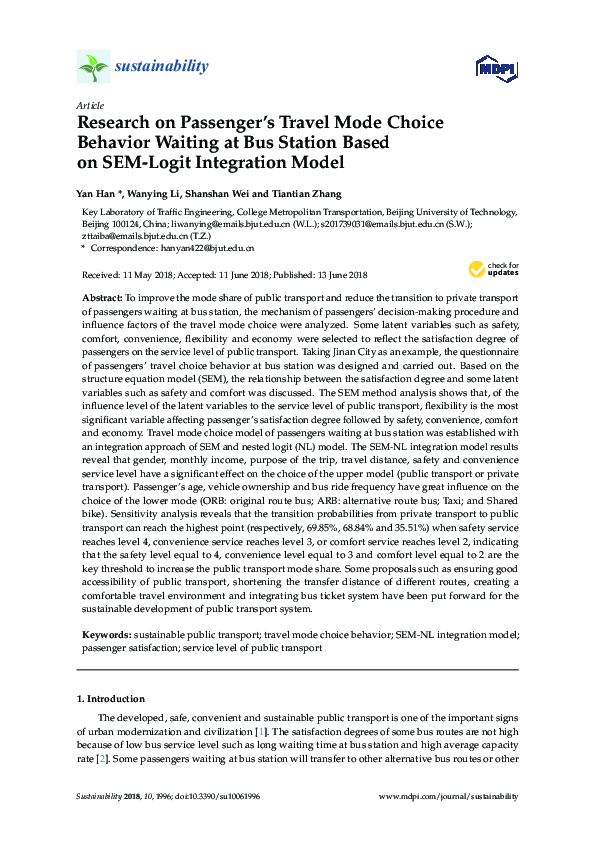 (PDF) Research on Passenger’s Travel Mode Choice Behavior Waiting at ...