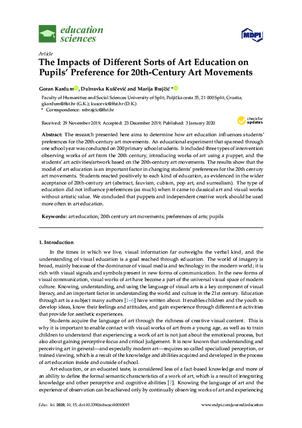 (PDF) The Impacts of Different Sorts of Art Education on Pupils ...