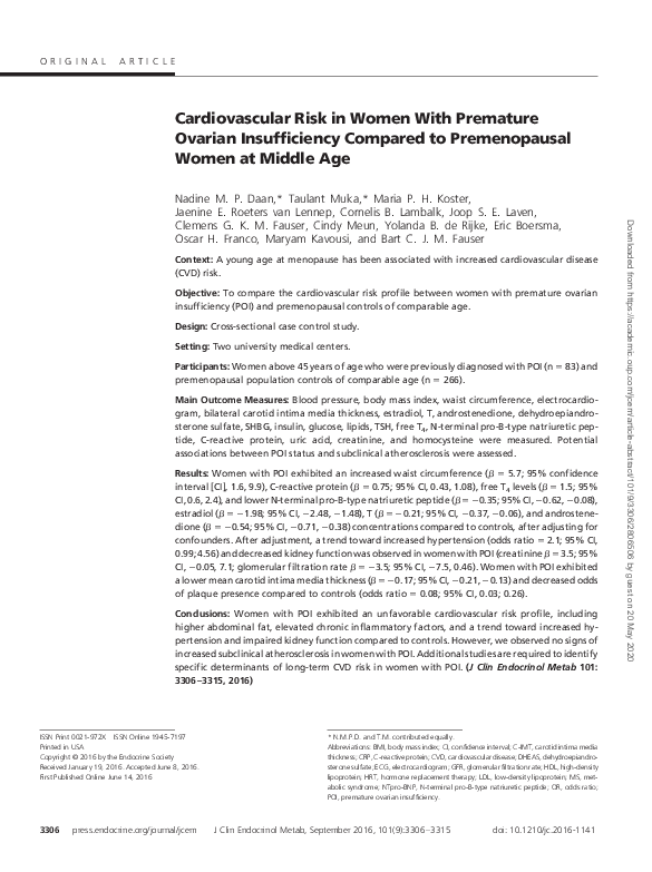(PDF) Cardiovascular risk in women with premature ovarian insufficiency ...