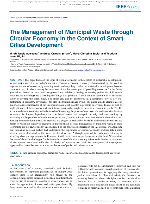 (PDF) The Management of Municipal Waste through Circular Economy in the ...