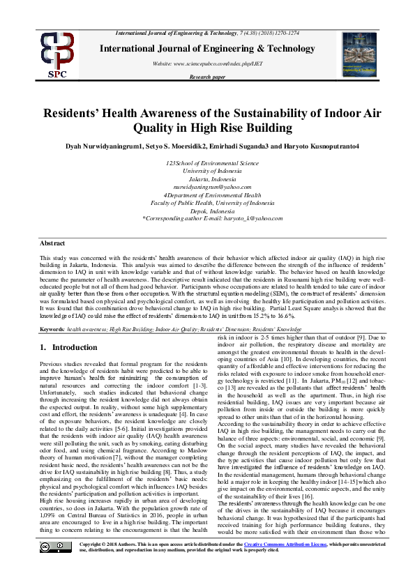 (PDF) Residents’ Health Awareness of the Sustainability of Indoor Air ...