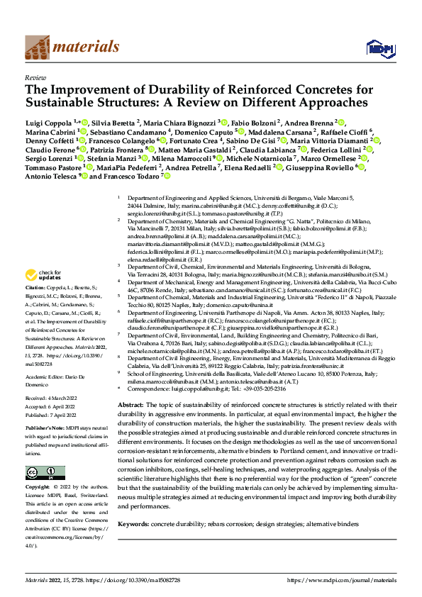 (PDF) The Improvement of Durability of Reinforced Concretes for ...