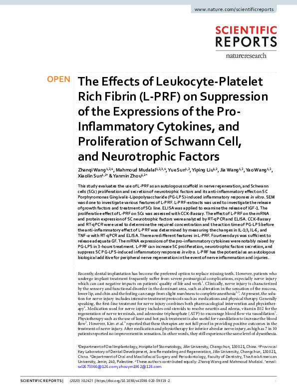 (PDF) The Effects of Leukocyte-Platelet Rich Fibrin (L-PRF) on ...