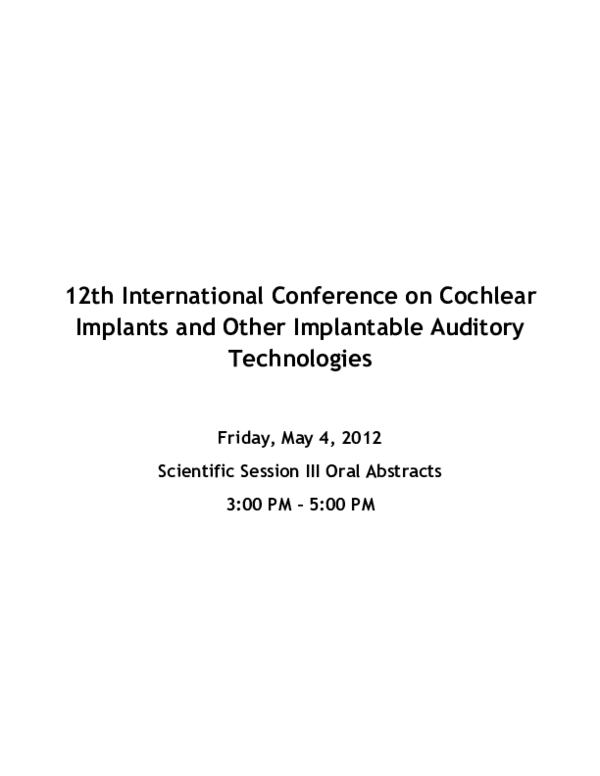 (PDF) 12th International Conference on Cochlear Implants and Other ...