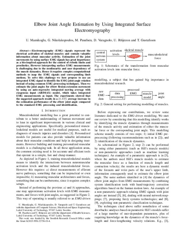 (PDF) Elbow joint angle estimation by using integrated surface ...