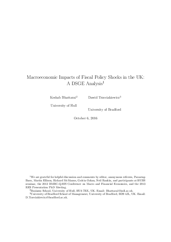 (PDF) Macroeconomic impacts of fiscal policy shocks in the UK: A DSGE ...