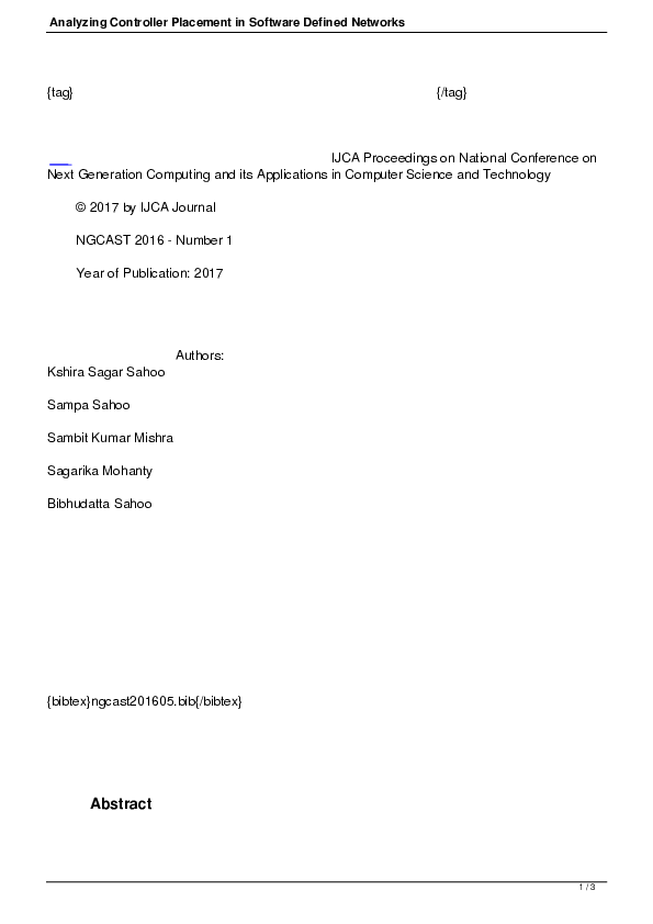 (PDF) Analyzing Controller Placement in Software Defined Networks