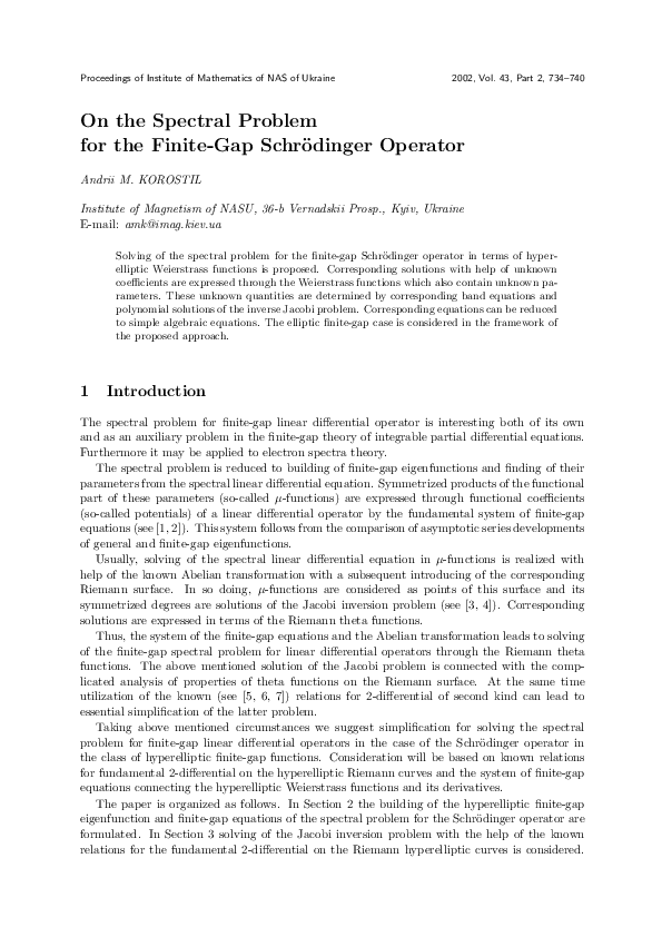 (PDF) On the Spectral Problem for the Finite-Gap Schrodinger Operator