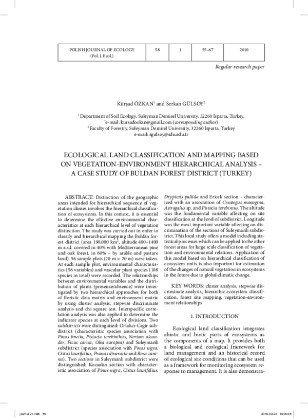 (PDF) Ecological land classification and mapping based on vegetation ...