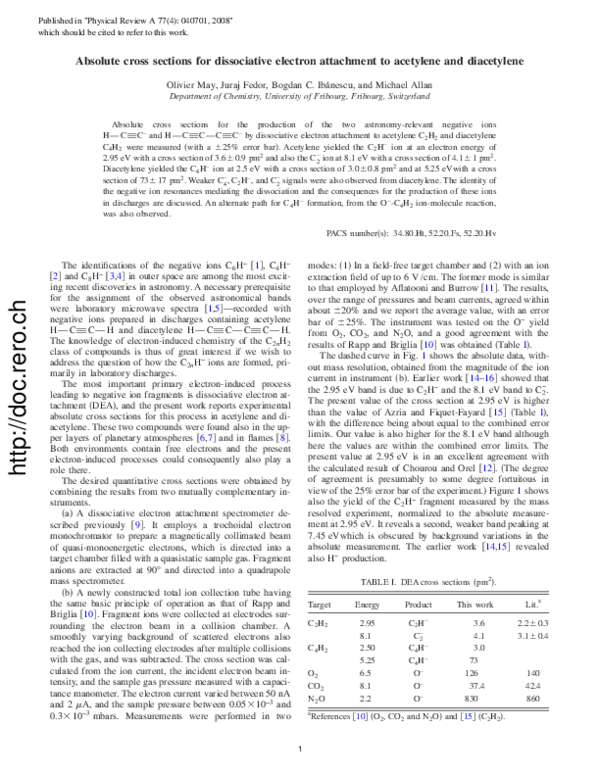 (PDF) Absolute cross sections for dissociative electron attachment to NF3