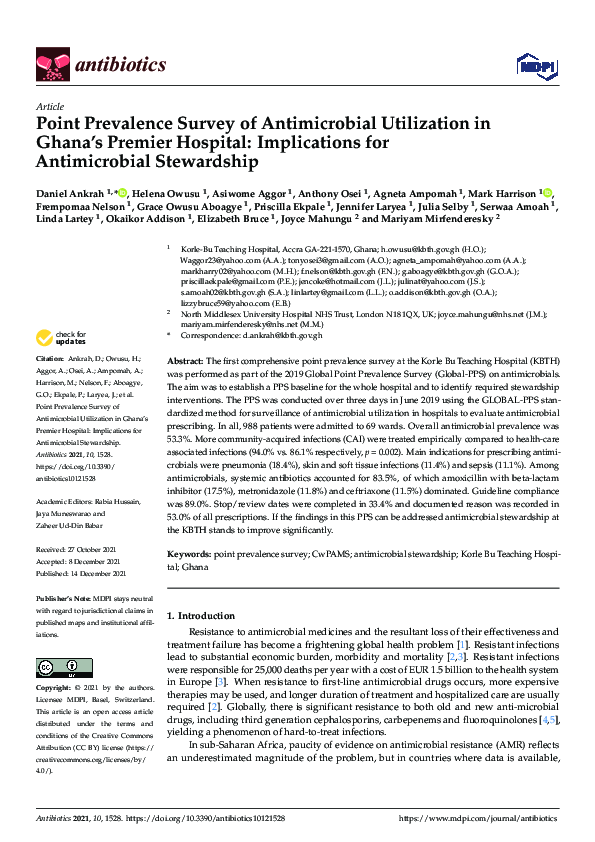 (PDF) Point Prevalence Survey of Antimicrobial Utilization in Ghana’s ...