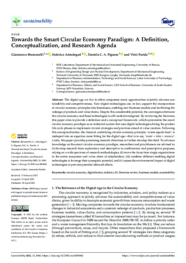 (PDF) Towards the Smart Circular Economy Paradigm: A Definition ...