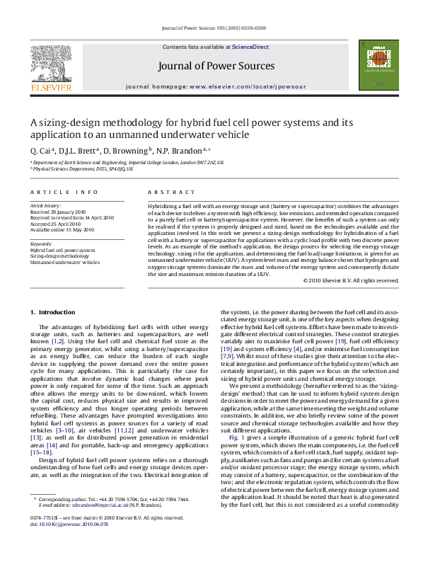 (PDF) A sizing-design methodology for hybrid fuel cell power systems ...