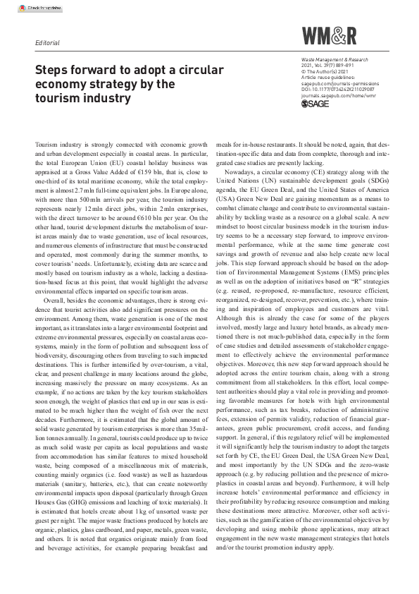 (PDF) Steps forward to adopt a circular economy strategy by the tourism ...
