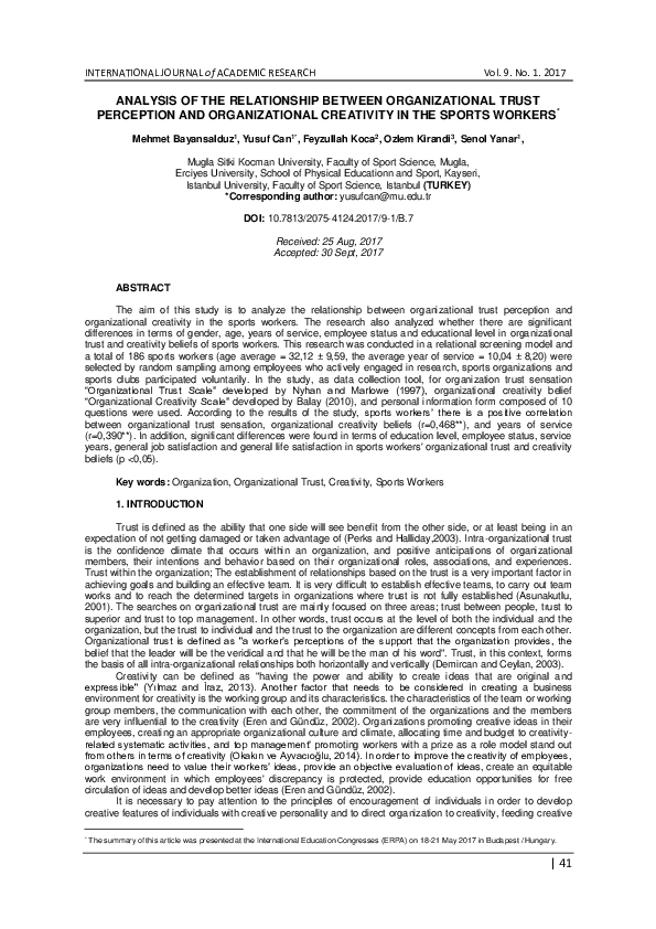 (PDF) Analysis of the relationship between organizational trust ...