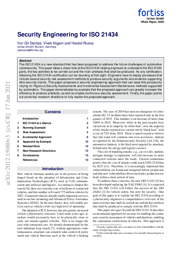 (PDF) Security Engineering for ISO 21434