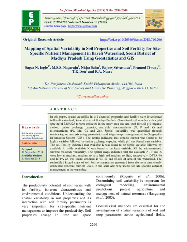 (PDF) Mapping of Spatial Variability in Soil Properties and Soil ...