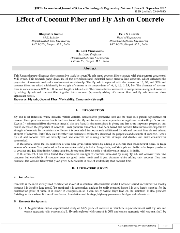 (PDF) Effect of Coconut Fiber and Fly Ash on Concrete