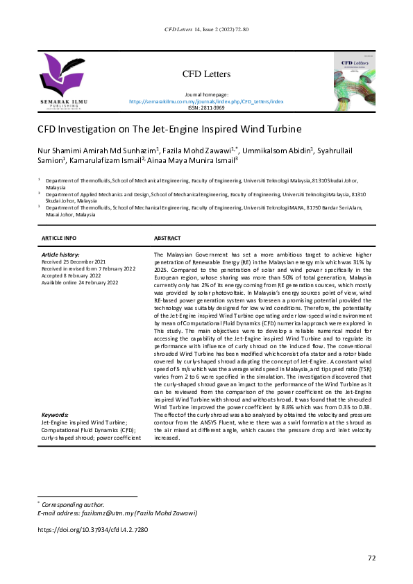 (PDF) CFD Investigation on The Jet-Engine Inspired Wind Turbine