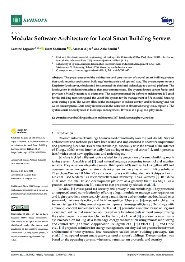 (PDF) Modular Software Architecture for Local Smart Building Servers