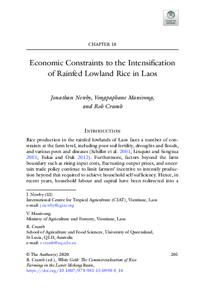 (PDF) Economic Constraints to the Intensification of Rainfed Lowland ...