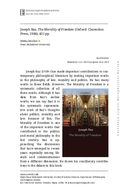(PDF) The Morality of Freedom by J. Raz