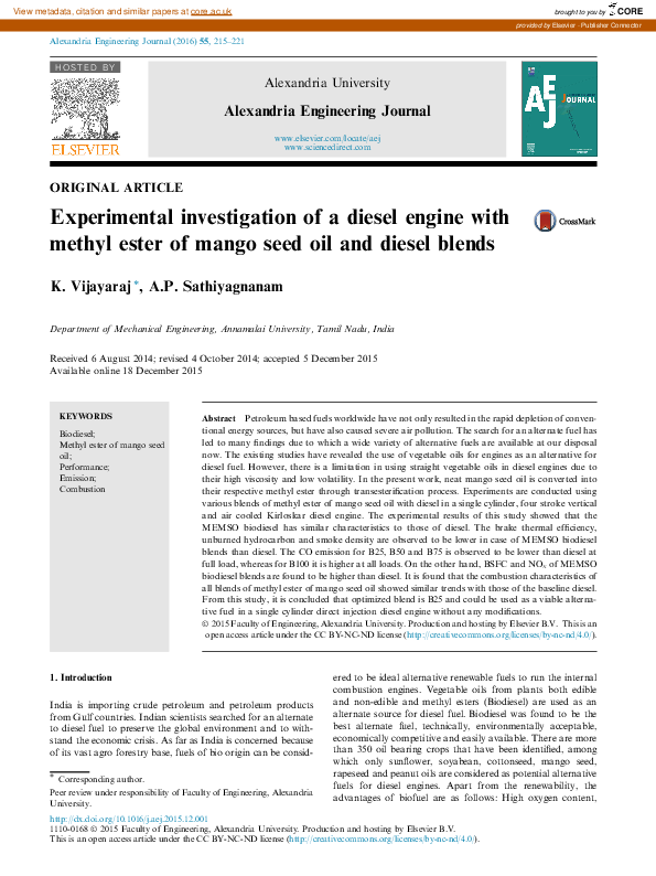 (PDF) An Experimental Investigation on a Diesel Engine with Hydrogen ...