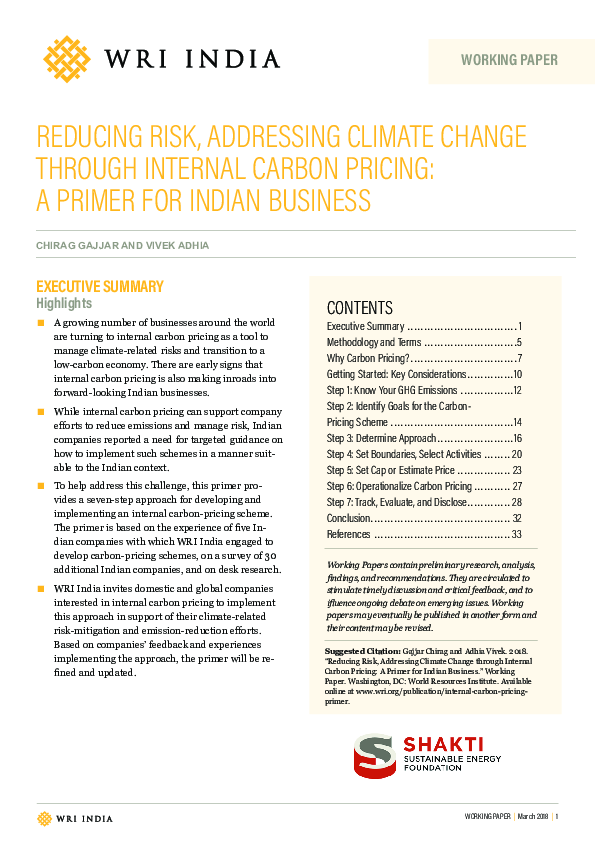 (PDF) Reducing Risk, Addressing Climate Change through Internal Carbon ...