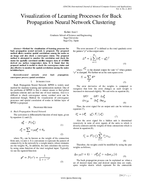 (PDF) Visualization of Learning Processes for Back Propagation Neural ...