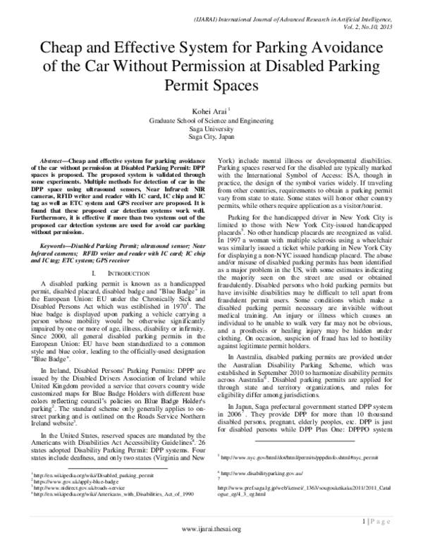 (PDF) Cheap and Effective System for Parking Avoidance of the Car ...