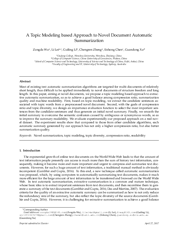 (PDF) A topic modeling based approach to novel document automatic ...