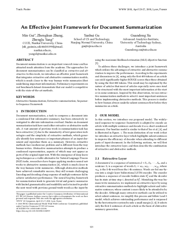 (PDF) An Effective Joint Framework for Document Summarization